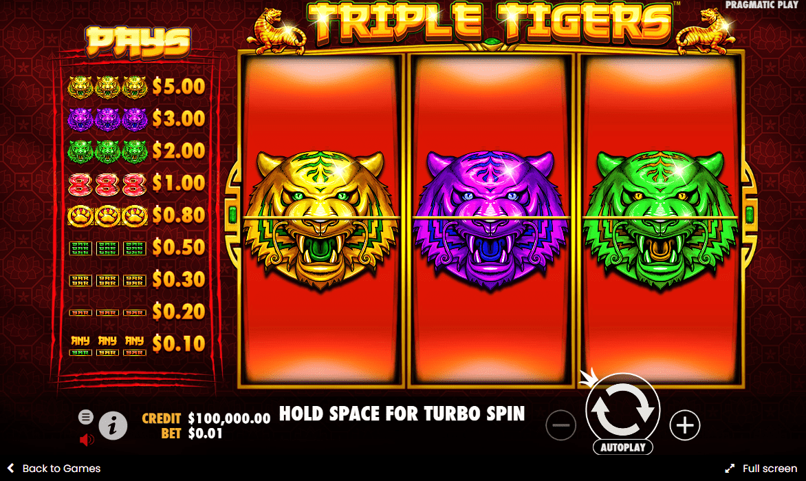 Triple Tigers สล็อตค่าย PRAGMATIC PLAY สล็อต 888 KNG365